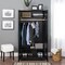 65" Freestanding Black Wardrobe Closet Organizer with Hanging Rail and Shelf for Bedroom